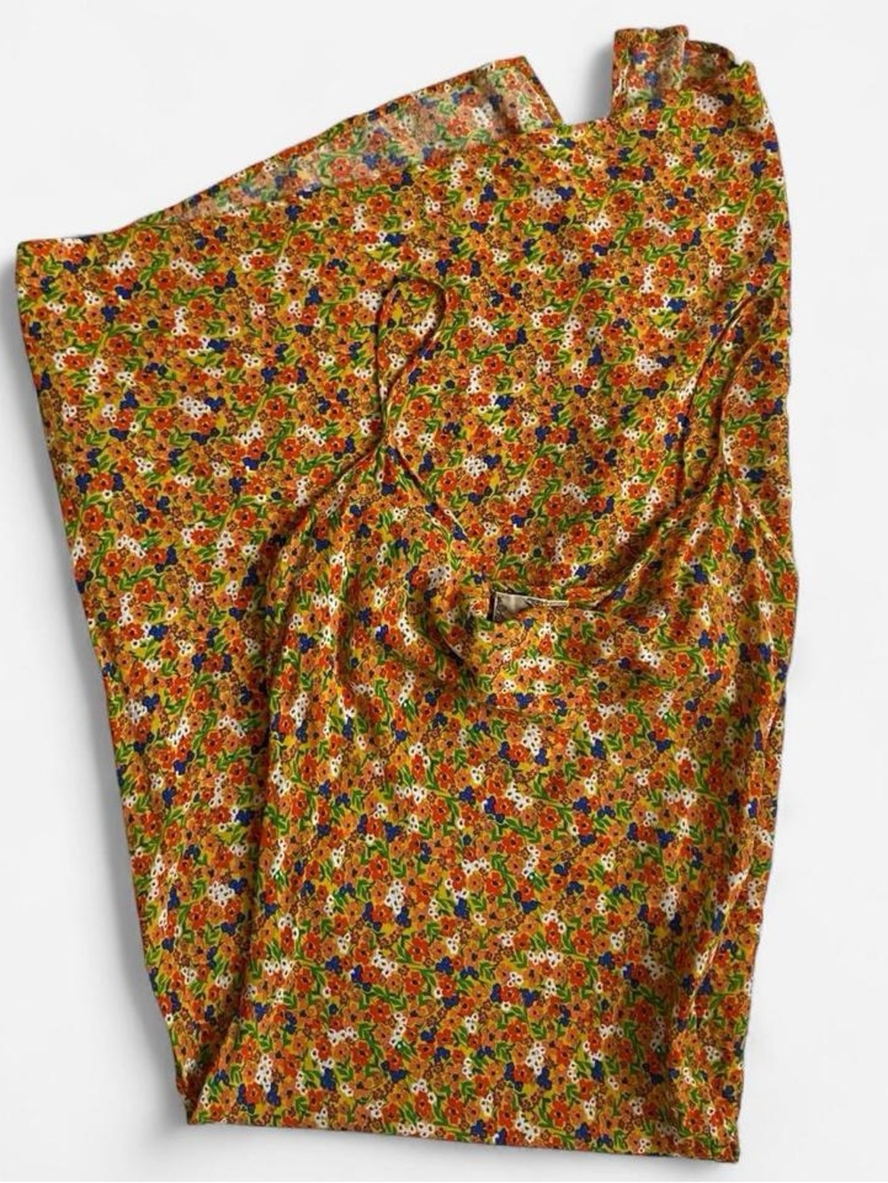 Yellow multicolored floral midi slip dress